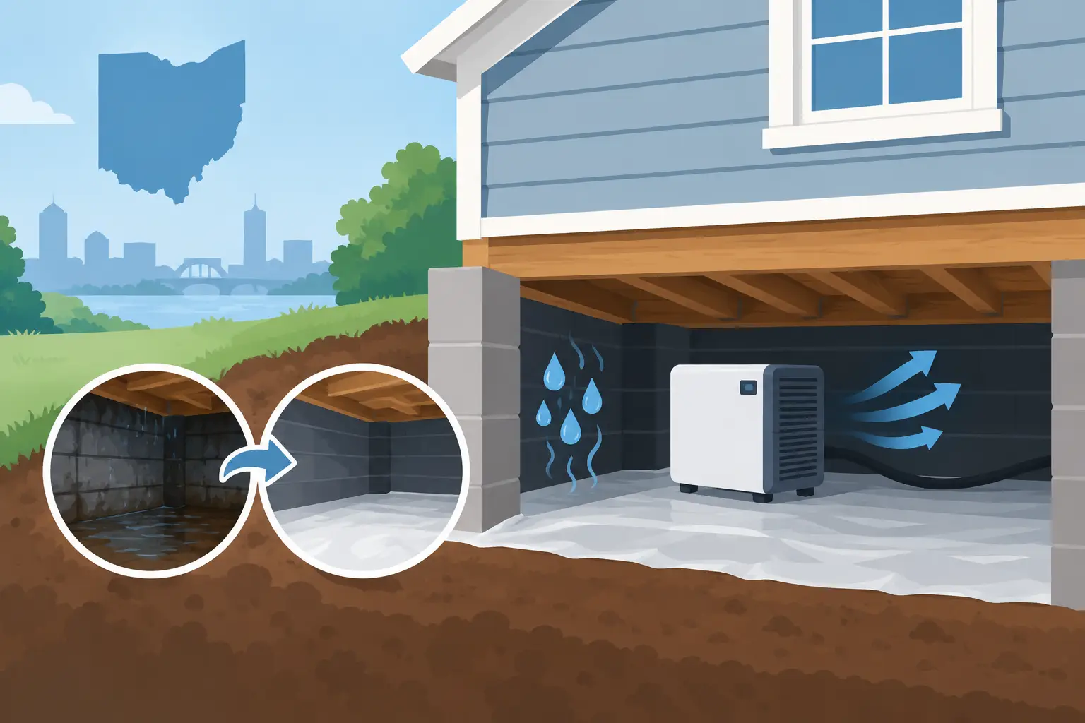 Crawl Space Moisture Removal for Ohio Homes